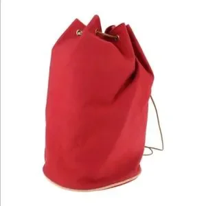 HERMES Shoulder Bag  Porochon Mimir GM Drawstring type Cotton canvas leather Red HERMÈS Backpack Handbags Bags & Canvas Exterior for Women  main image 3